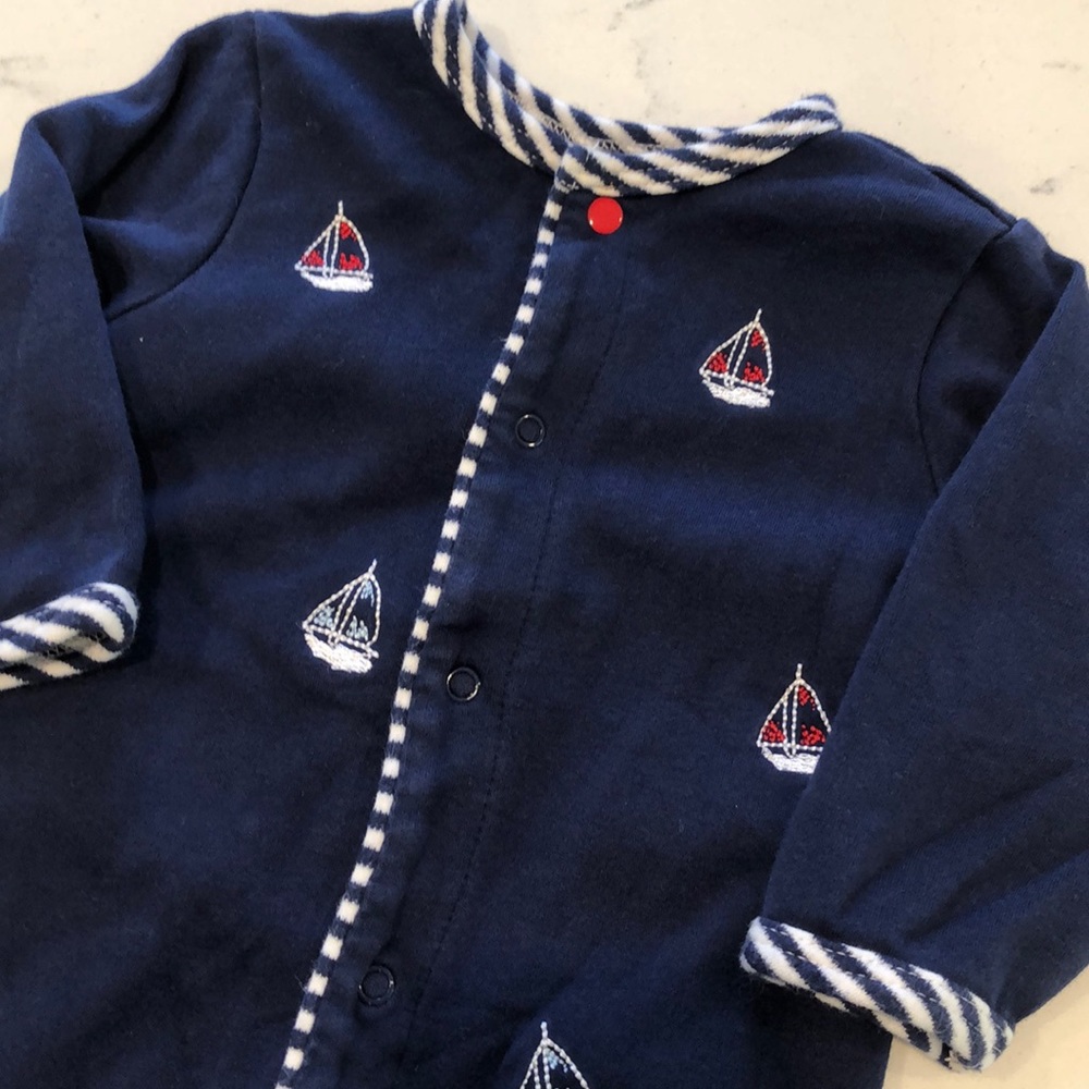 Little Me Sailboat Footed Onesie